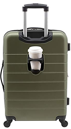 Wrangler Smart Luggage Set with Cup Holder and USB Port, Olive Green, 20-inch Carry-on