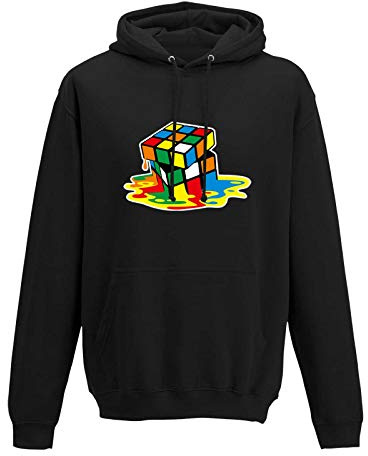 Hoodie Sheldon Würfel Big Bang Theory 80er Cube Nerd 10 Farben Herren XS-5XL Rätsel Puzzle Logik Geduldspiel Retro-Shirt Vintage Style, Farbe:schwarz, Größe:2XL