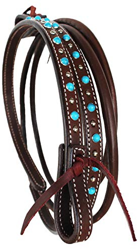 CHALLENGER Horse Western 66RT20TR Contest Barrell Lederzügel, Türkisbraun, 2,4 m