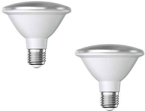 ledscom.de 2 Stück E27 LED Leuchtmittel, PAR30 kurzer Hals, weiß (4200 K), 13 W, 1025lm, 43°, Reflektorspiegel (silber)
