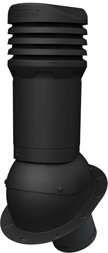 Product image Parotec chimenea de ventilación de 125 mm, para cubierta de techo plana, chapa trapezoidal, chapa doblada (RAL 9005 – Negro)