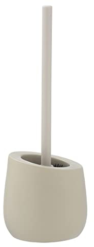 WENKO WC-Garnitur Mod. Badi Beige, hochwertige Keramik mit Matter Oberfläche, inkl. WC-Bürste mit Silikon-Bürstenkopf und Anti-Haft-Wirkung