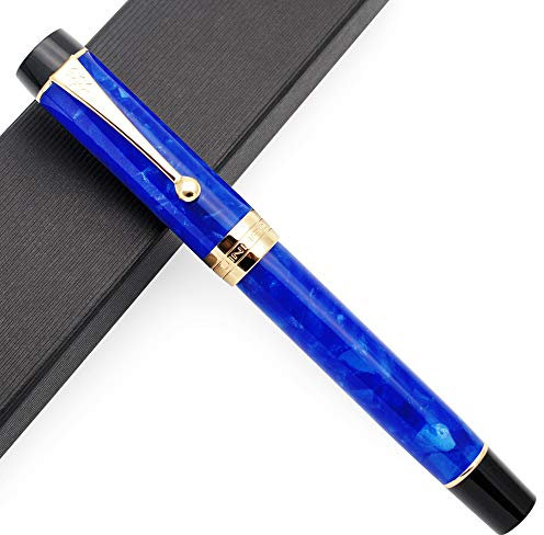 JINHAO Century Tofu 100 18KGP Füllfederhalter aus vergoldetem Harz (Blau, Mittlere Feder)
