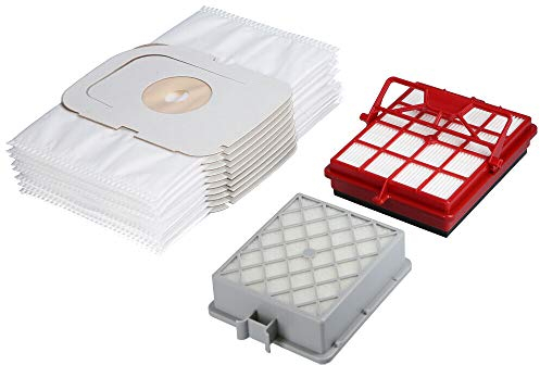 1 x HEPA-Filter rot + 1 x HEPA Motorfilter grau + 10 x Premium-Staubsaugerbeutel, kompatibel für Lux Intelligence Staubsauger