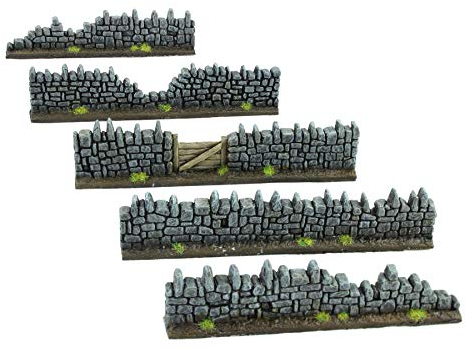 War World Gaming Damaged Fantasy Resin Walls (Set of 5) – Wargaming Tabletop Terrain Scenery Landscape Model Miniatures Diorama Wall Cover Accessory
