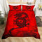 Castle Fairy Red Base Black Dragon Print Bettwäsche-Set Queen Chinese Dragon Pattern Bedding Cover Sets Queen Soft Microfiber 3-teilig (1 Bettbezug 2 Kissenbezüge)