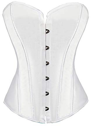 Women's Satin Plain Pure Bustier Top Burlesque Basque Shaper Boned Corset