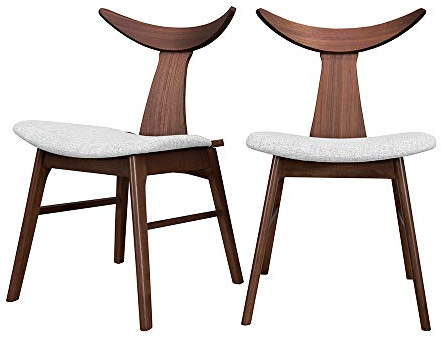 Selsey Henrico - Esszimmerstuhl 2er-Set, Holzstuhl mit gepolstertem Sitz und Massivholz-Beinen (Nussbaum-Optik, Sitz in Grau)