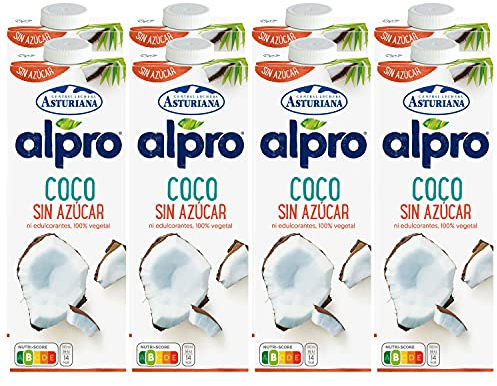 Alpro Central Lechera Asturiana Bebida de Coco, sin Azúcar, 8 x 1L