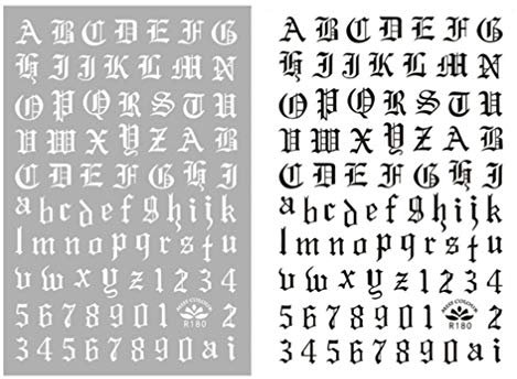 FRCOLOR 4 Sets English Letter Nail Art Stickers Holographic, Old English Alphabet Nail Decals for Women Girls DIY Manicure