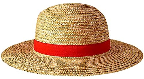 TAIPPAN One Piece – Sombrero de paja Luffy – Hombre,multifuncional protector solar sombrero de paja Cosplay sombrero de sol para niños adultos, crema, Talla única