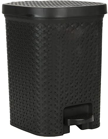 JMS we create smile 7 Litre Black Square Plastic Pedal Bin Household Rubbish Bin Bathroom Bins Waste Trash Bin Dustbin Plastic bin (With Removable Inner Bucket)