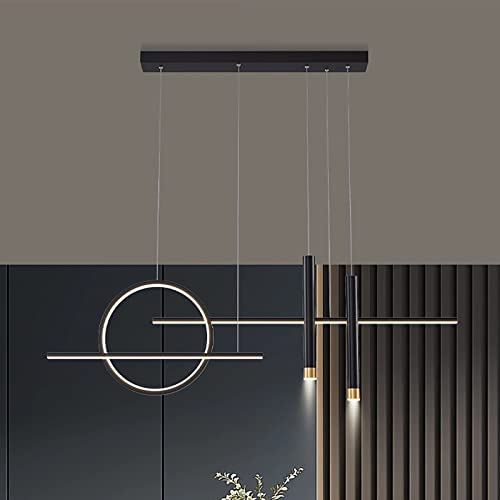 Bellastein dimmbare LED Pendelleuchte esstisch Moderne Hängeleuchte mit Fernbedienung Pendellampe höhenverstellbar Kronleuchter für Esszimmer Schlafzimmer Küche Büro Wohnzimme lampe (Schwarz, L120cm)