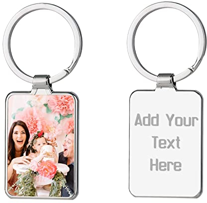 Porte-clés personnalisés avec Photo - Gravure de texte - Idée Cadeau pour Mariage, Anniversaire, Fête des Mères