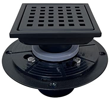 Duschablauf, quadratisch, 10,2 cm, mattschwarz