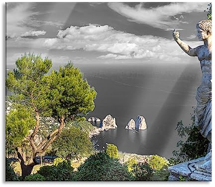 Insel Capri in Italien Herdabdeckplatte & Spritzschutz aus Echtglas | Für Herd-Kochfelder | 60x52 cm