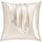Vielit 2er Set Satin Kissnbezug 60x60 mit Zip,Weich wie EIN Silk Pillowcase,wie Seidenkissenbezug Geeignet für Curly Haar,Satin Kopfkissenbezug Kissenbezüge Beige Kissenhülle
