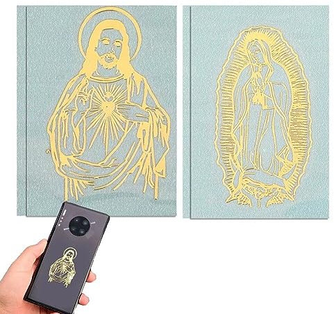 Hrippy 4pcs Gold Kupfer Metall Aufkleber Jungfrau Maria Fatima Heilige Familie Katholischer Aufkleber Für Sammelalbücher Telefon Wasserflasche Dekoration