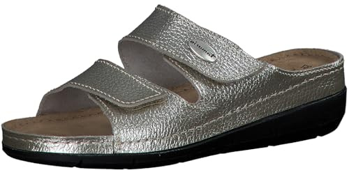 Tamaris Damen Hausschuh mit Keilabsatz Leder, metallic, 38 EU