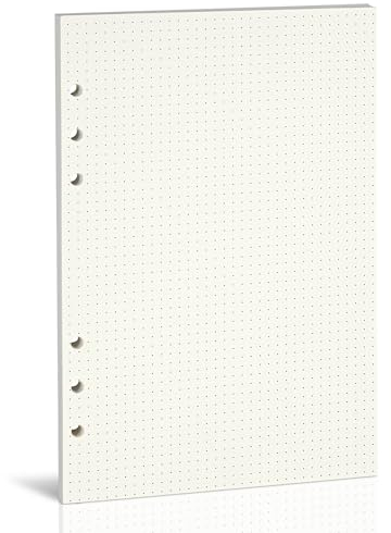 Nachfüllpapier für A5 6-Ringbuch-Notizbuch - Ideal für Büro, Schule, Zuhause, Kreative Projekte und Tagesplanung, 100 GSM, Gepunktete Linie, 80 Blatt, passend für A5 6-Ring