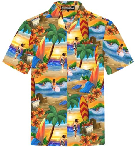 Hawaii Hemd Männer Baumwolle Größe S - 8XL Herren Hawaiihemd Kurzarm Strand Palmen