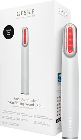 GESKE Skin Firming Wand | 7 in 1 | Anti-Aging | Mikrostrom Facelift | Reduziert Alterserscheinungen | Fortschrittlicher Facial Firmer | Red LED Light Technology | Flexibler Kopf | Reduziert Alterserscheinungen | Fortschrittlicher Facial Firmer | Red LED Light Technology | Flexibler Kopf