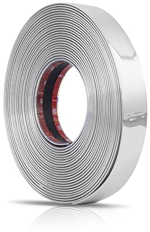 TNSLAND Moulure Murale Moulure Adhésive 5m Decoration Auto Chrome Bande de Garniture Acier Moulure Auto Adhesive pour la Décoration de Meubles et la Décoration de Voitures (30mm)
