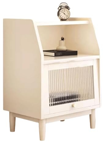DLAZUM Eleganter Nachttisch, Nachttisch aus Massivholz, Beistelltisch, 3-stöckig, offener Nachttisch mit Stauraum, 18 x 14 x 28 im Nachttischschrank, Nachttischmöbel, Beistelltisch (weiß)