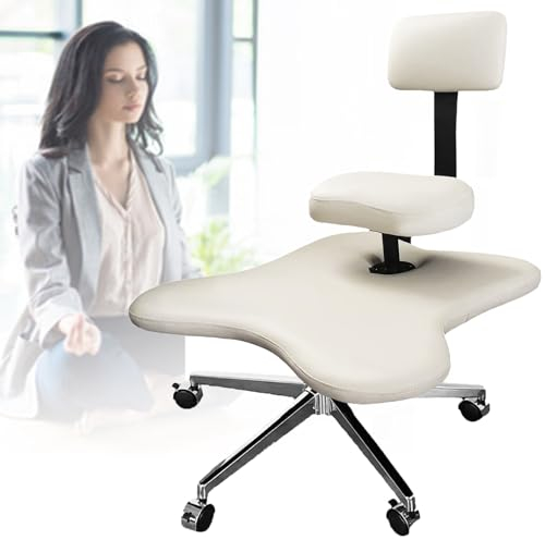 HNBYLMM Kniestuhl, Meditations-Bürostuhl, Stuhl mit Gekreuzten Beinen, höhenverstellbarer kniender Bürostuhl, Ergonomischer Bürostuhl, Criss-Cross-Stuhl für Zuhause und Büro, Meditationsstuhl,Beige