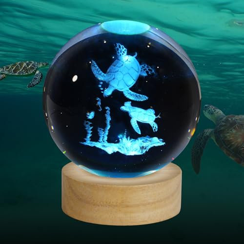 ZXBLAQ 3D-Kristallkugel-Nachtlicht, verbesserte 8,9 cm Glaskugel-Lampe mit 16 farbigen LED-Holzsockel, Schreibtischdekoration, Geburtstag, Urlaub, Weihnachtsgeschenke für Jungen, Mädchen, Freunde