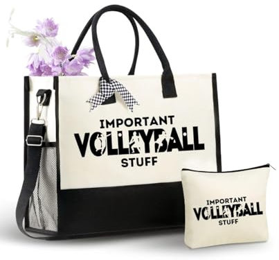 InnoBeta Volleyball-Geschenke, Canvas-Tragetasche für Teenager, Mädchen, Volleyball-Tasche mit Reißverschluss oben, für Volleyball-Liebhaber, Team, Spieler in Seniorennacht, Geburtstag, Muttertag,
