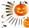 MALLY 11 Stück Kürbis Schnitzset,Halloween Edelstahl Schnitzwerkzeug,Schnitzmesser und Löffel, Ergonomisches Griff Kürbis Schnitzset,Schnitzwerkzeug Kürbis für Kinder,DIY Halloween Deko,Schneidsets