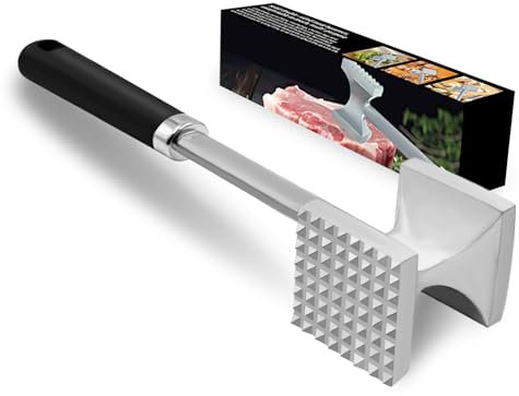 Meat Tenderizer, Dual-side Meat Mallet with Comfortable Grip Handle, Heavy Duty Meat Tenderizer Tool for Tenderizing Steak, Beef, Chicken, Fish and Nuts (Black)