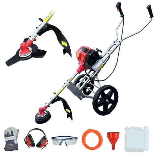 BU-KO 52cc Petrol Wheeled Garden Tool - Strimmer & Brush Cutter with 3-Tooth Blade