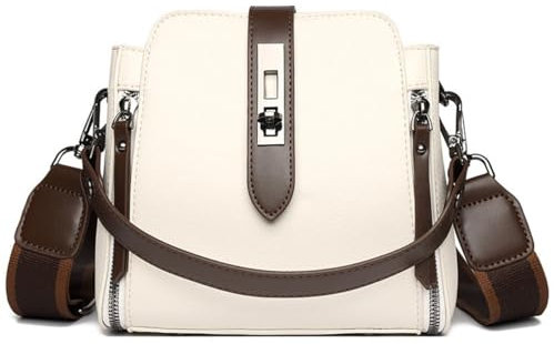 GGLIGHTS Elegante Umhängetasche, große Lederhandtaschen für Damen, Umhängetasche mit Griff Oben, modische, lässige Tragetasche für Damen mit verstellbarem Schultergurt für Reisen und Arbeit (Beige)