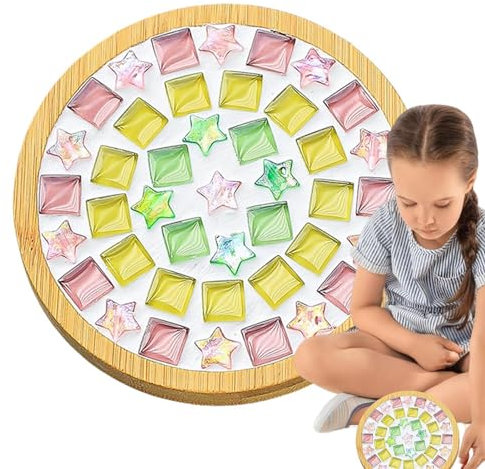 Sous-verres en mosaïque faits à la main, sous-verres en kit d'artisanat en mosaïque,Tapis de tasse de carreaux de mosaïque en verre de dessous de verre faits à la main - Tapis de table pour la cuisine