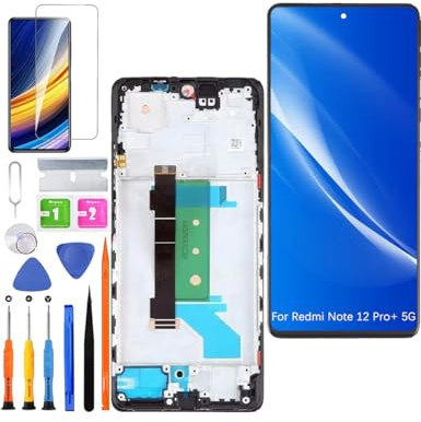 HLYGZX Pantalla de repuesto para Xiaomi Redmi Note 12 Pro+ 5G LCD TFT, 22101316UCP 22101316UG, pantalla táctil, digitalizador, kit de piezas de reparación (negro con marco)