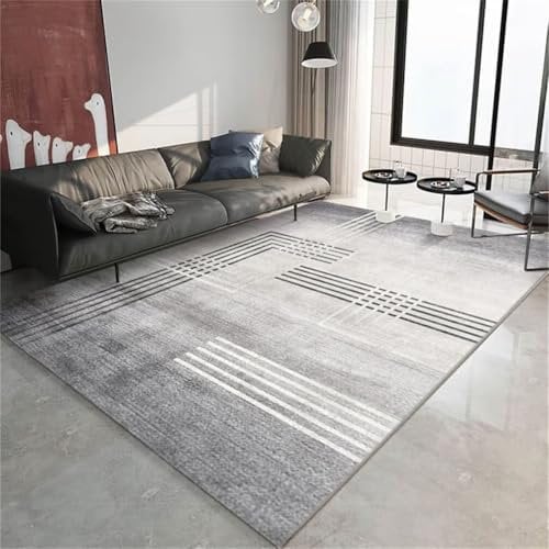 RUGMRZ Rug For Indoor Decorations football pitch rug 100x120CM xl rugs gray carpet for living room Modern striped pattern non-slip and wear-resistant restaurant carpet