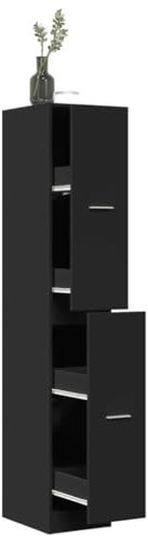 Xichuzi Apothekerschrank Schwarz 30x41x174,5 cm Holzwerkstoff, Medikamentenschrank, Medizinschrank, Hausapotheke, Medikamenten Aufbewahrung, Arzneischrank - 3309628