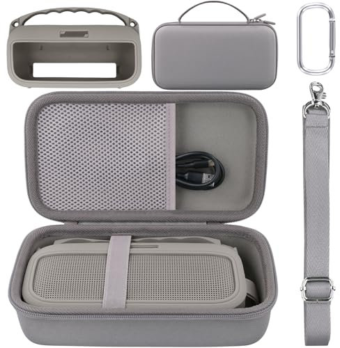 co2CREA Harte Tasche und Silikonhülle für Bose SoundLink Flex (2.Gen.) /Flex Tragbaren Bluetooth Lautsprecher,Schutzhülle mit Karabiner und Schultergurt