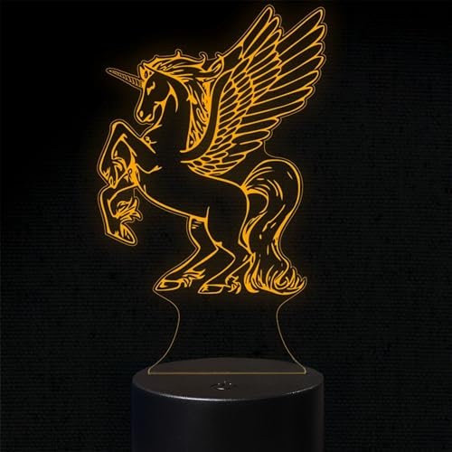 INDIGOS UG - 3D LED Nachttischlampe - großes Einhorn - Touch-Nachtlicht - Illusion, Geschenk - Weihnachten Geburtstag Junge - Mädchen Nachtlicht