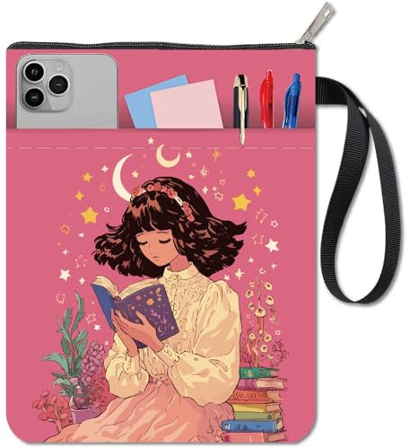 CRASPIRE Custodia per Libri da Lettura Custodia Protettiva per Lettori di Libri Regali per Amanti dei Libri Copertine per Quaderni in Tessuto Lavabili con Cerniera e Tasca Extra per La Custodia Borsa