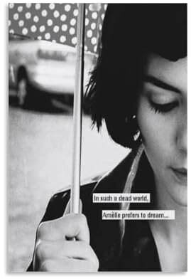 MNIJKDF Amelie Movie Black White Art Poster Dekorative Malerei Leinwand Wandkunst Wohnzimmer Poster Schlafzimmer Malerei 16x24inch(40x60cm)