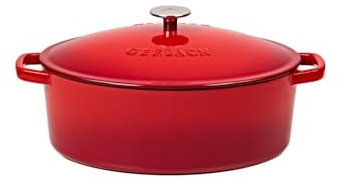 Gerlach 1760 - Sartén de hierro fundido (5,5 L, hierro fundido, con tapa), color rojo
