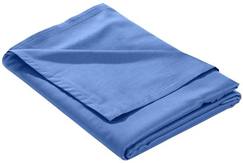 Bettwaesche-mit-Stil Mako-Satin Baumwollsatin Bettlaken ohne Gummizug Uni einfarbig (Bettlaken 160x260 cm, Hellblau)