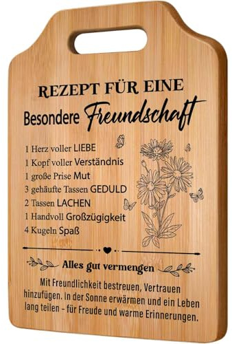 Beste Freundin Geschenke, Bambus Schneidebrett, Geschenk für Beste Freundin zum Geburtstag, zur Hochzeit, zur Rente oder zu Weihnachten, BFF - Geschenk, Freundschaft