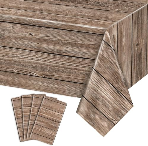 APUXXJUPA Braunes Holz-Tischtuch, Holzkorn-Tischtuch – Dekorationen im Cowboy-Theme für ländliche Hochzeiten und westlich orientierte Partydekorationen