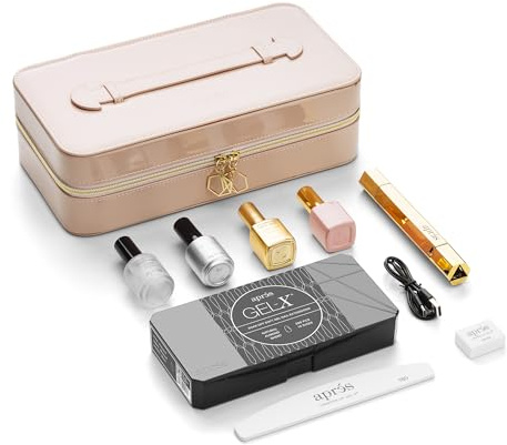 Aprés Gel-X Nail Professional Starter Kit (Natural Almond Short) | 14 Sizes 00-9 w/ Half Sizes Included, Soft Gel Nail Tips Extension Kit, Exclusive Nude 2025 Edition