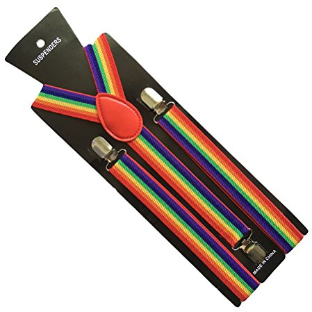 LUOEM Regenbogen Hosenträger Y-Form mit 3 Clips für Kinder 65CM
