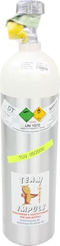 1,8-Liter Sauerstoffflasche - Flasche aus Aluminium mit medizinischem Sauerstoff Druck: 200 bar von Team Impuls